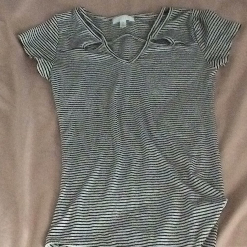 Cut-out striped body suit